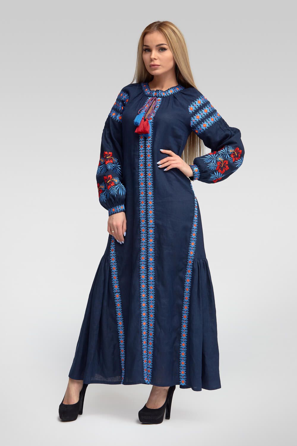 

Жіноча вишита сукня Navy blue  UKR-4169 UkrGlamour, Жіноча вишита сукня Navy blue 42 UKR-4169 UkrGlamour