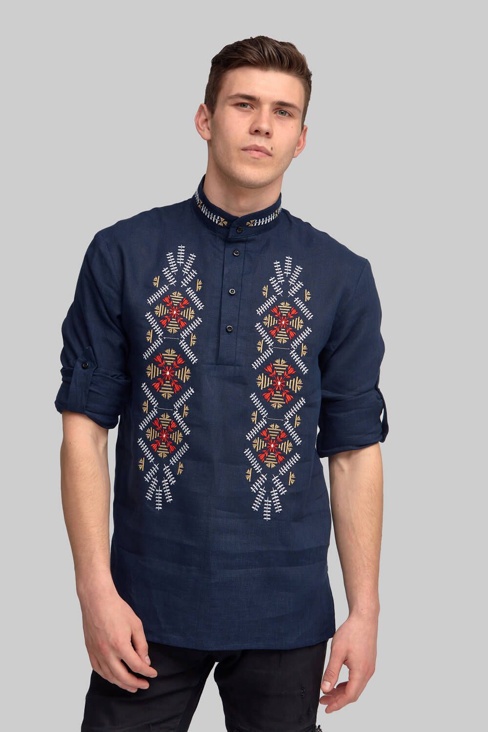 

Чоловіча вишита сорочка вишиванка Navy blue 7  UKR-1177 UkrGlamour, Чоловіча вишита сорочка вишиванка Navy blue 7 48 UKR-1177 UkrGlamour