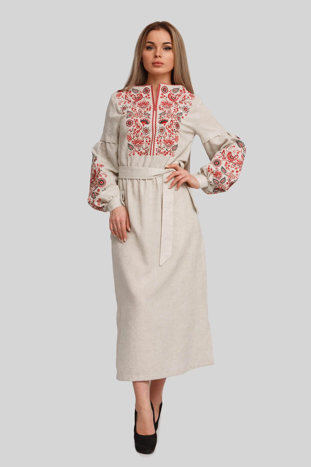 

Жіноча вишита сукня Beige  UKR-4171 UkrGlamour, Жіноча вишита сукня Beige 50 UKR-4171 UkrGlamour