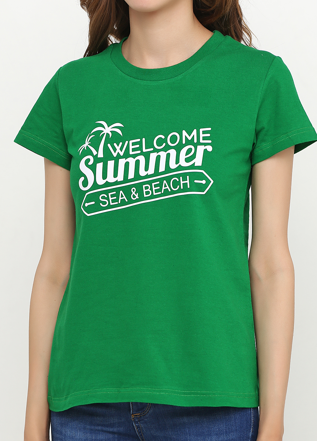 

Женская футболка с принтом Велка лето Manatki Зеленый, Женская футболка с принтом Велка лето Manatki Зеленый L