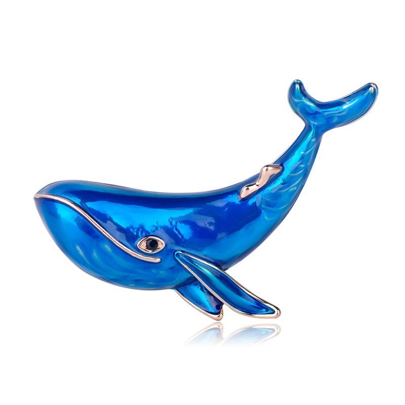 

Брошь женская BROCHE бижутерия с эмалью Море Кит синяя BRSF110797