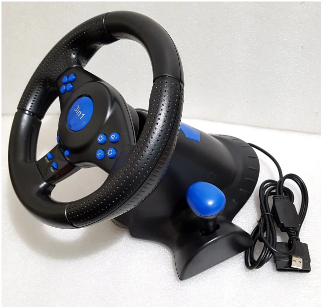 

Руль игровой с педалями газа и тормоза коробкой передач 3 в 1 PC/PS2/PS3 FT-093