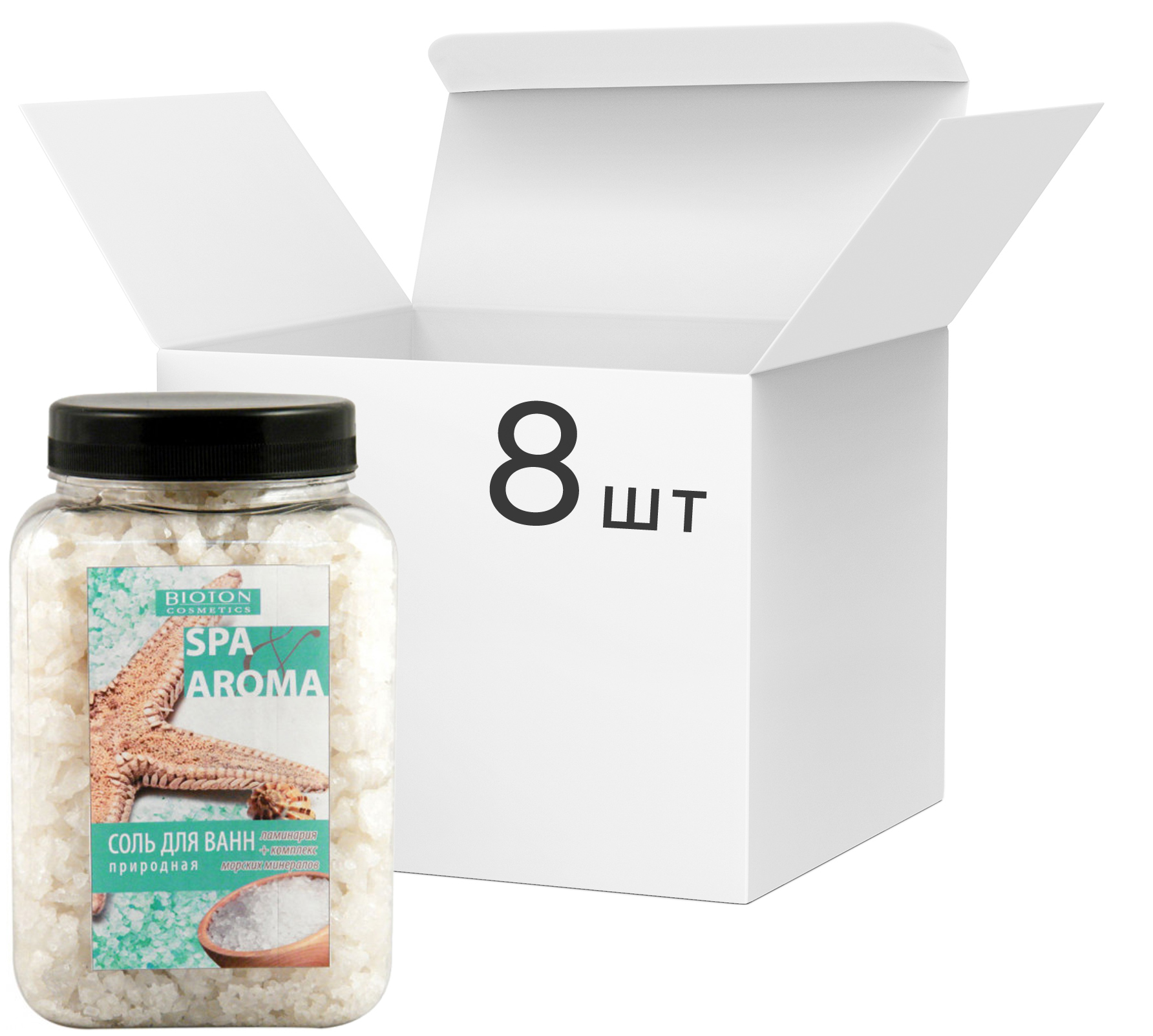 Акція на Упаковка морской соли для ванн Bioton Cosmetics Spa Aroma с экстрактом ламинарии и комплексом морских минералов 750 г х 8 шт (4820026153117) від Rozetka UA