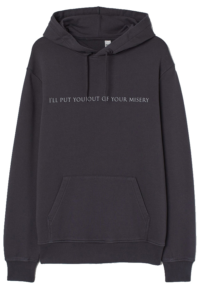 

Худи H&M 84695414 XXL Темно-серое с принтом