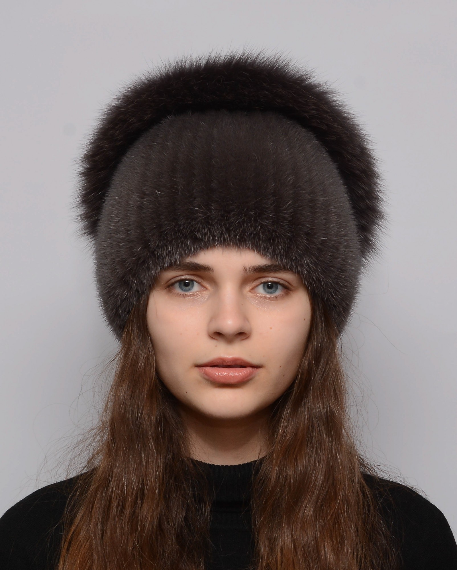 

Шапка норковая вязаная Меховой Стиль Калачик 54-60 Кофейный (122/C)