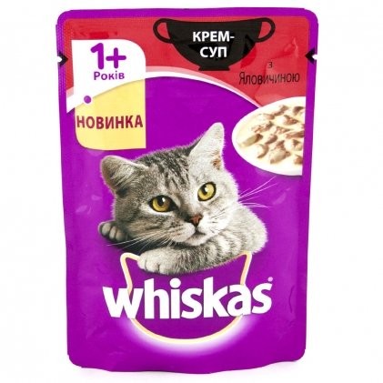 Влажный корм для кошек Whiskas Крем-суп с говядиной 85 г (144956) от ...