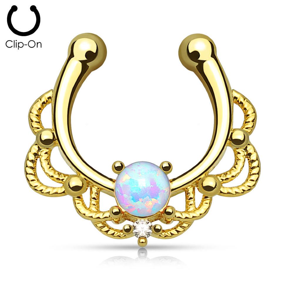 

Имитация пирсинга септума PiercedFish SEPR-30 с искусственным опалом (Белый)
