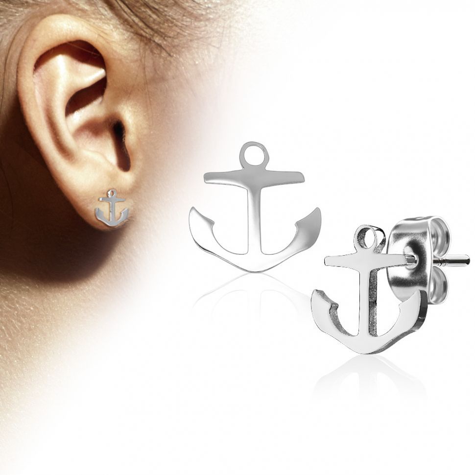 

Серьги-гвоздики Spikes SE3293 в форме якоря (Цвет: Сталь)