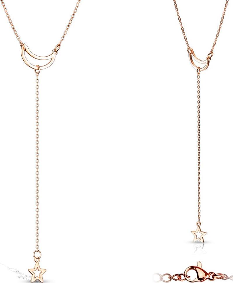 

Женское колье из цепочки со звездой и полумесяцем Spikes SNP-1457 из стали (Розовое золото)