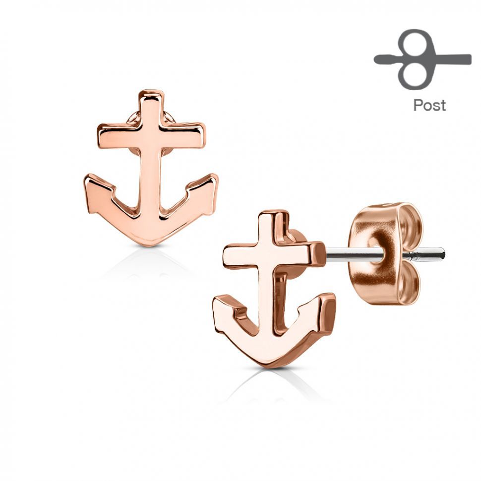 

Серьги-гвоздики Spikes EA-024 в форме якоря (Цвет: Розовое золото)