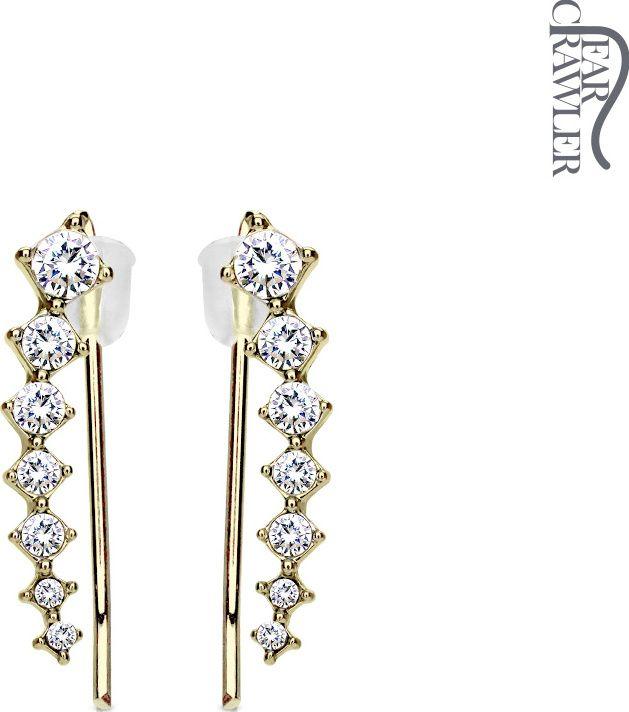 

Серьги вдоль мочки Spikes EL-22 с фианитами (Цвет: Желтое золото)