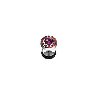 

Серьга PiercedFish PSFX-08 с фианитами (плаг обманка) (Красный)