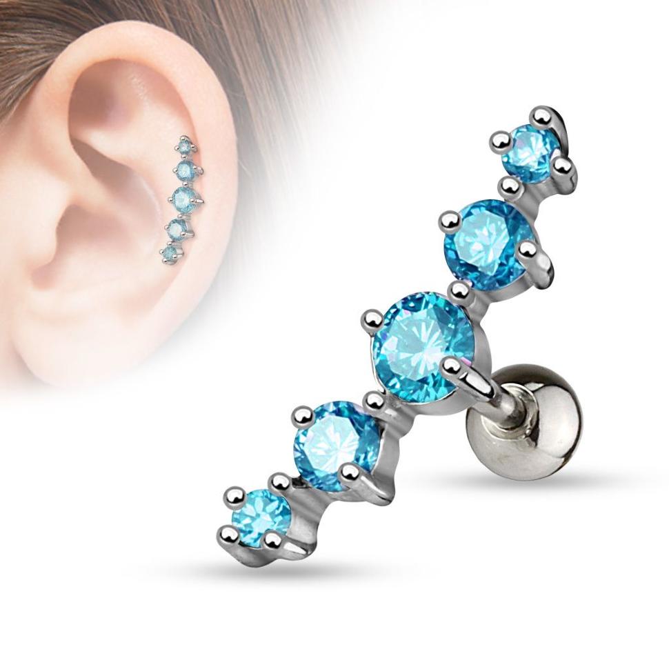 

Серьга для пирсинга хеликса из стали PiercedFish JA10977 (Голубой)
