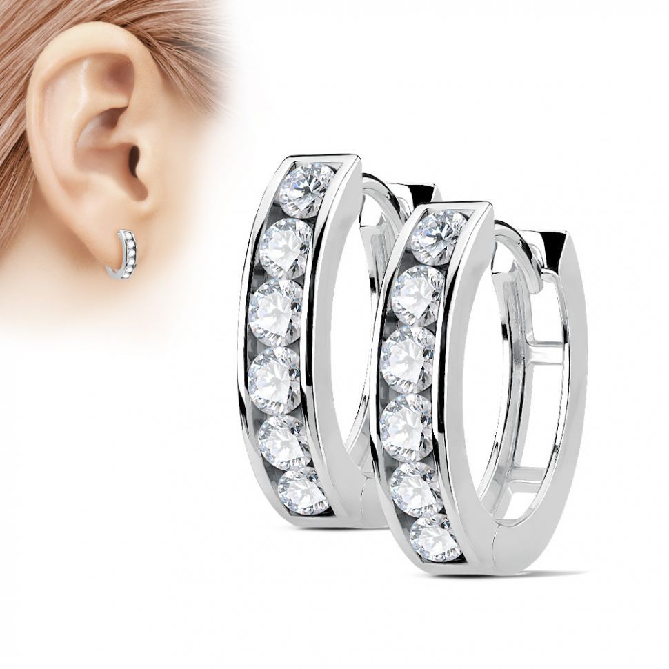 

Серьги-кольца из стали Spikes EB-004 с фианитами (Цвет: Серебро)