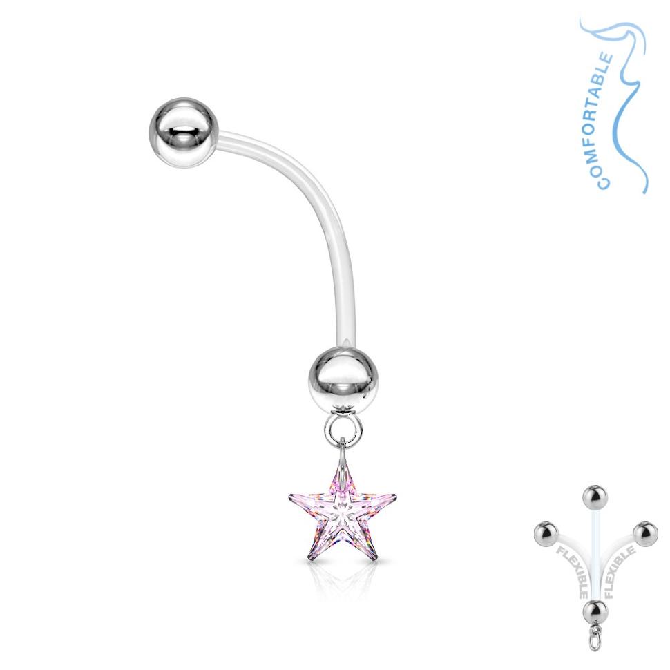 

Пирсинг пупка PiercedFish NPG-1006 для беременных, со звездой (Цвет: розовый)