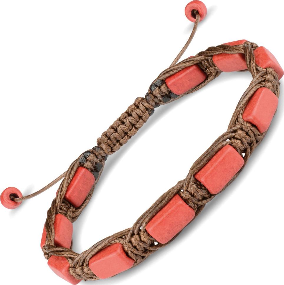 

Плетеный браслет в стиле Шамбала Everiot LNS-2056 из красных керамических бусин (Размер: 18)