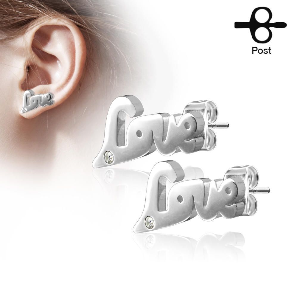 

Женские серьги-гвоздики из стали Spikes SE2493 с надписью "Love" (Металл)