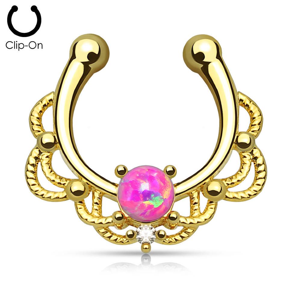 

Имитация пирсинга септума PiercedFish SEPR-30 с искусственным опалом (Розовый)