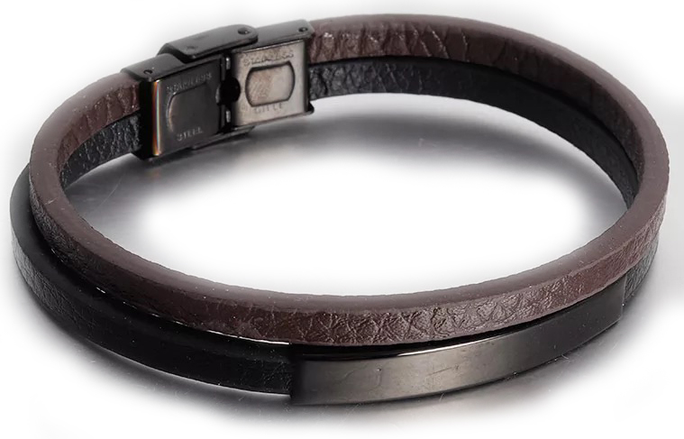 

Браслет Мужской Кожаный Kaylo Half Brown Black Black 21 см (vs-508-21)