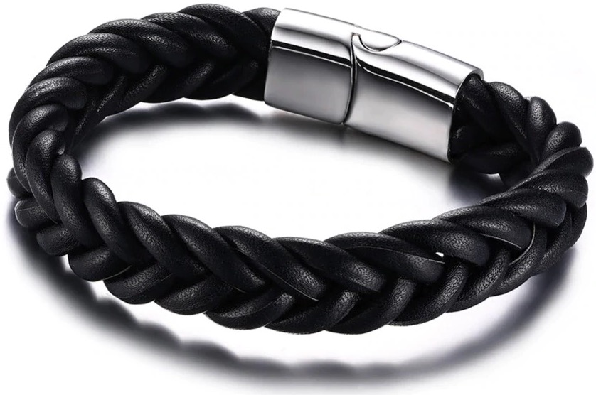 

Браслет Мужской Kaylo Strong Wicker Black Silver Lock из натуральной кожи 21 см (vs-501-21)