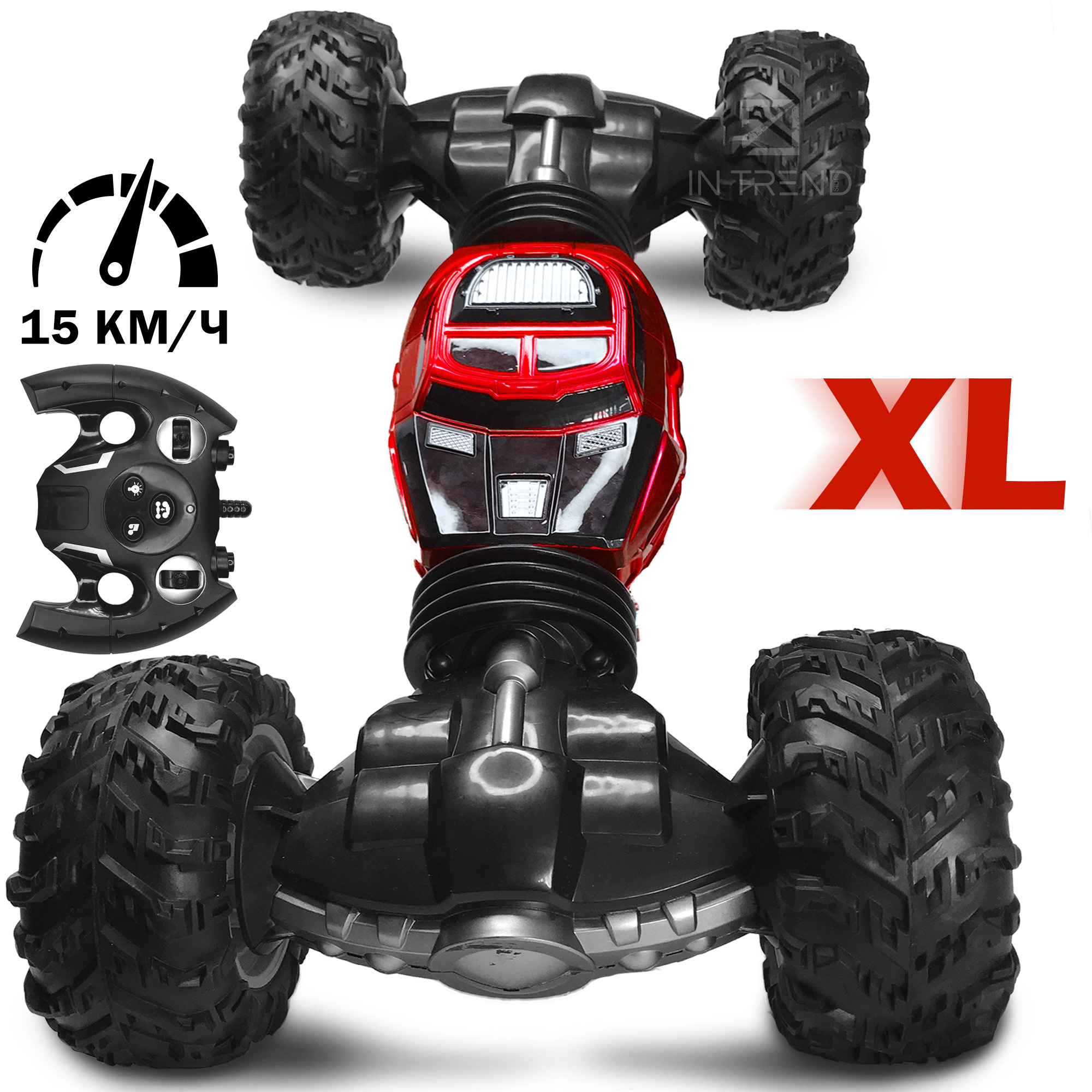 

Машинка трансформер-перевёртыш для дрифта на радиоуправлении Double-roll Stunt XL Трюковая полноприводная вездеход КРАСНАЯ