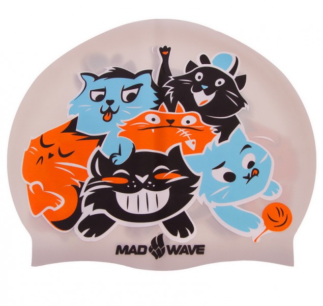 

Шапочка для плавания Детская MadWave crazy fly M057807000W Голубой (MR03026)