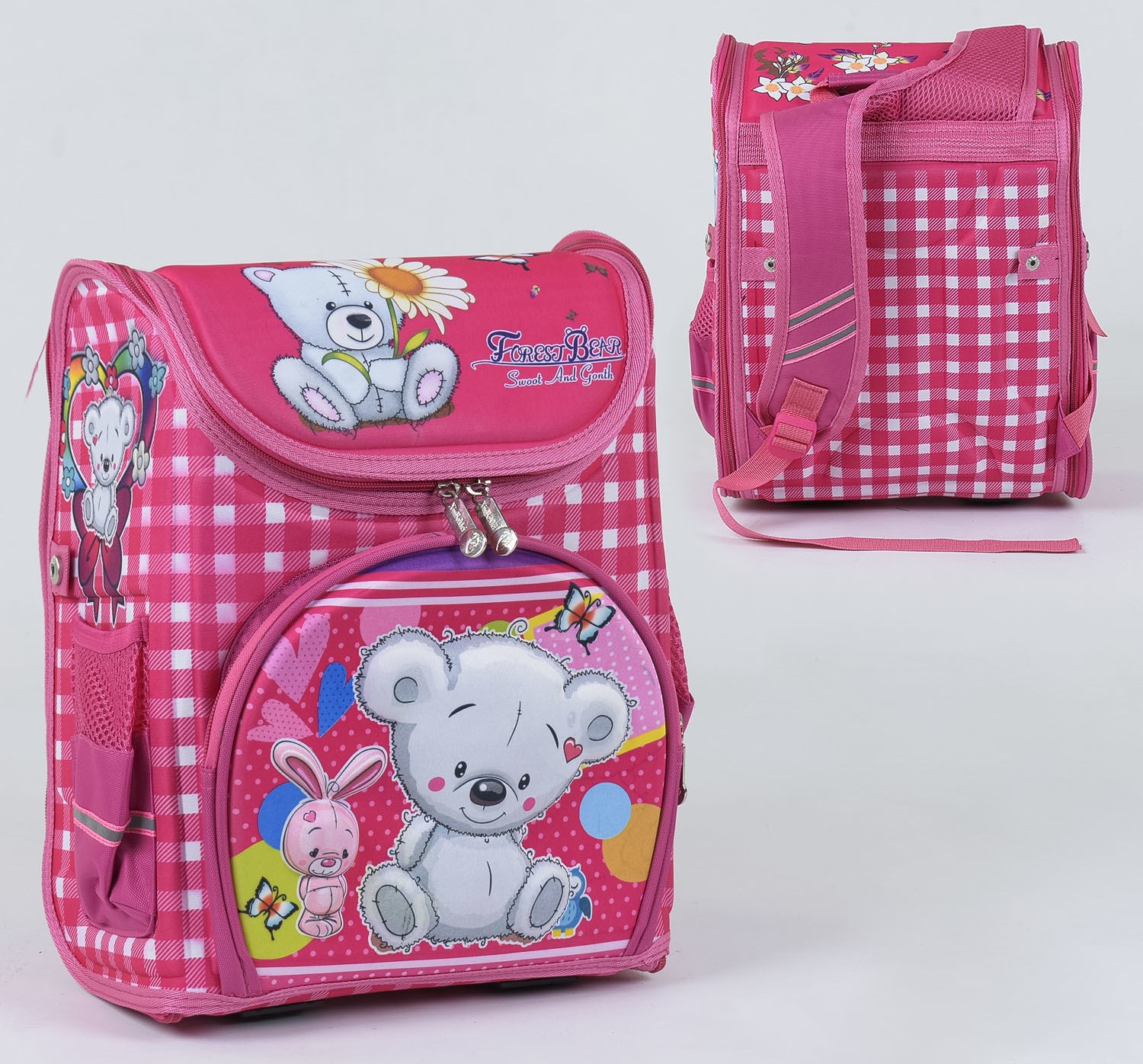 

Детский школьный рюкзак School&Walk C 36164 Одно отделение Три кармана Ортопедическая спинка 3D принт Розовый