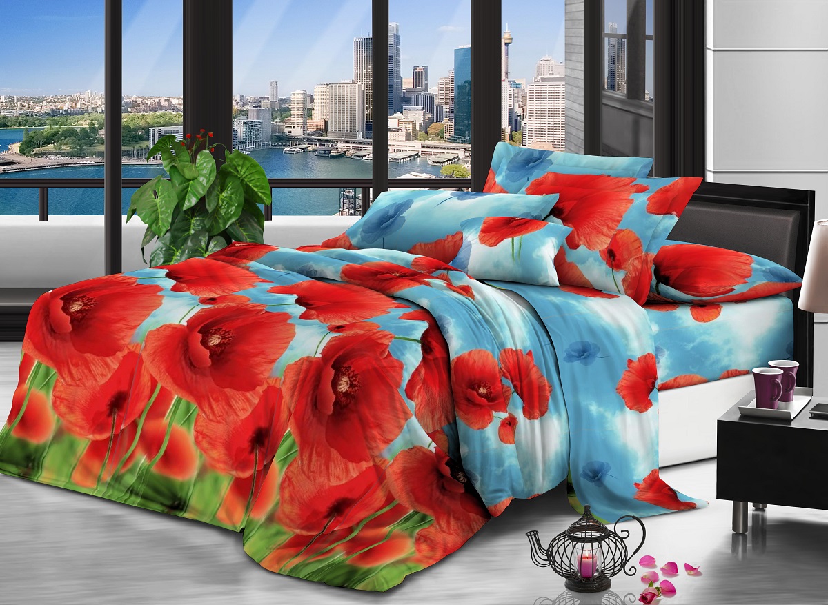

Постельное белье Zastelli 0302 Цветы мака Микросатин евро 200х220