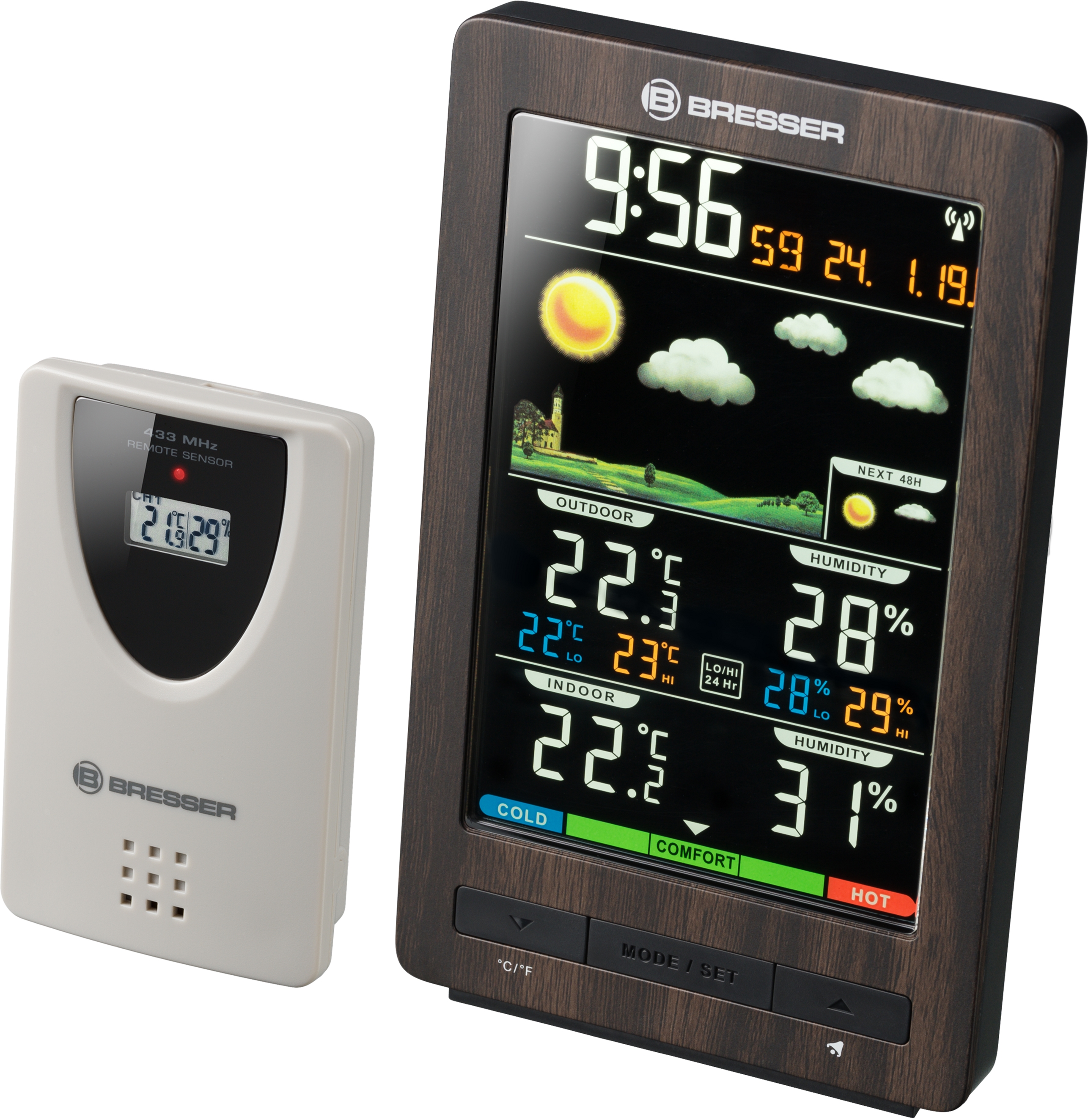 

Метеостанция Bresser ClimaTemp WS Colour Wooden