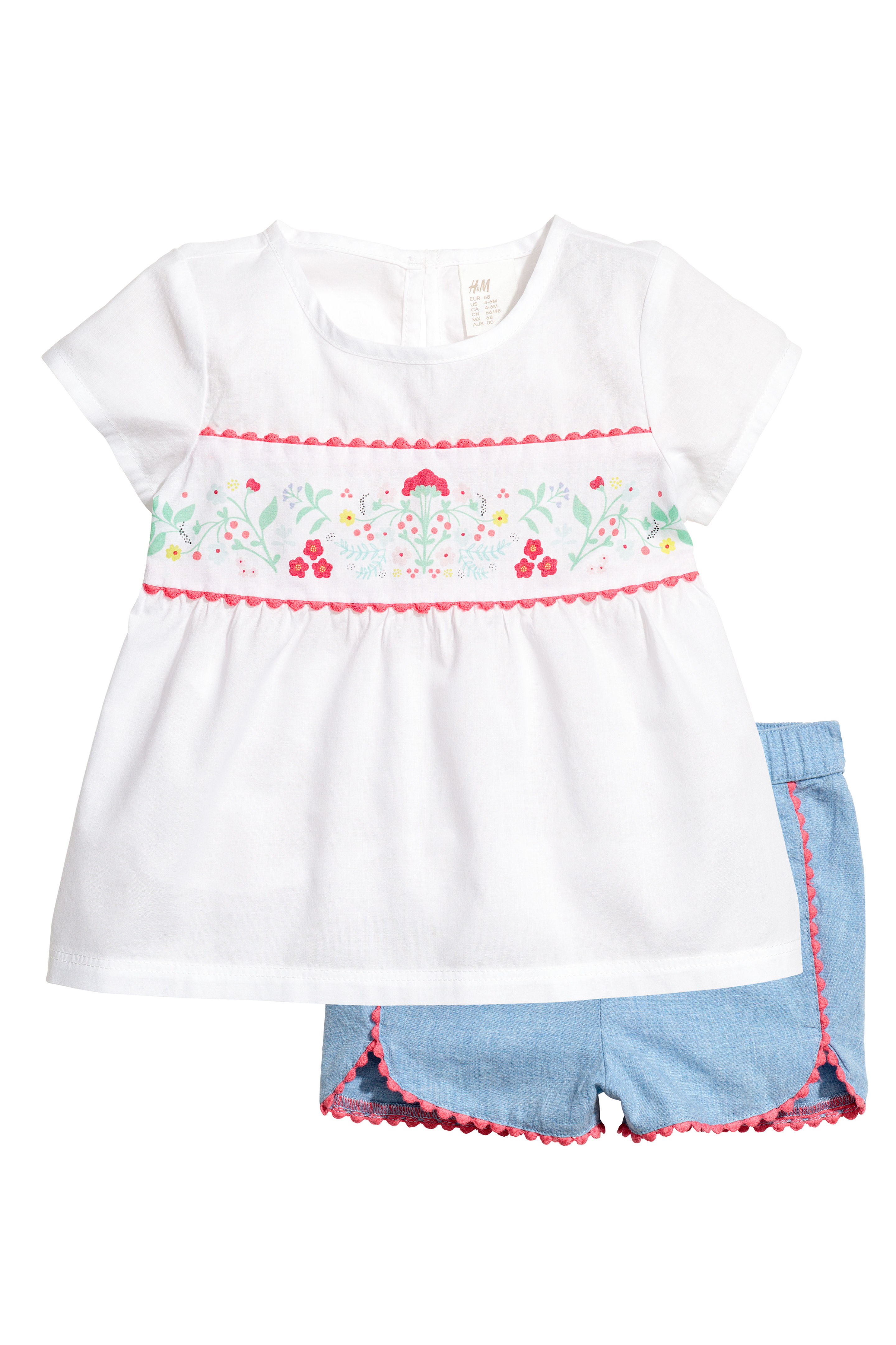 

Комплект (блуза, шорты) H&M 68см белый, синий 4974246