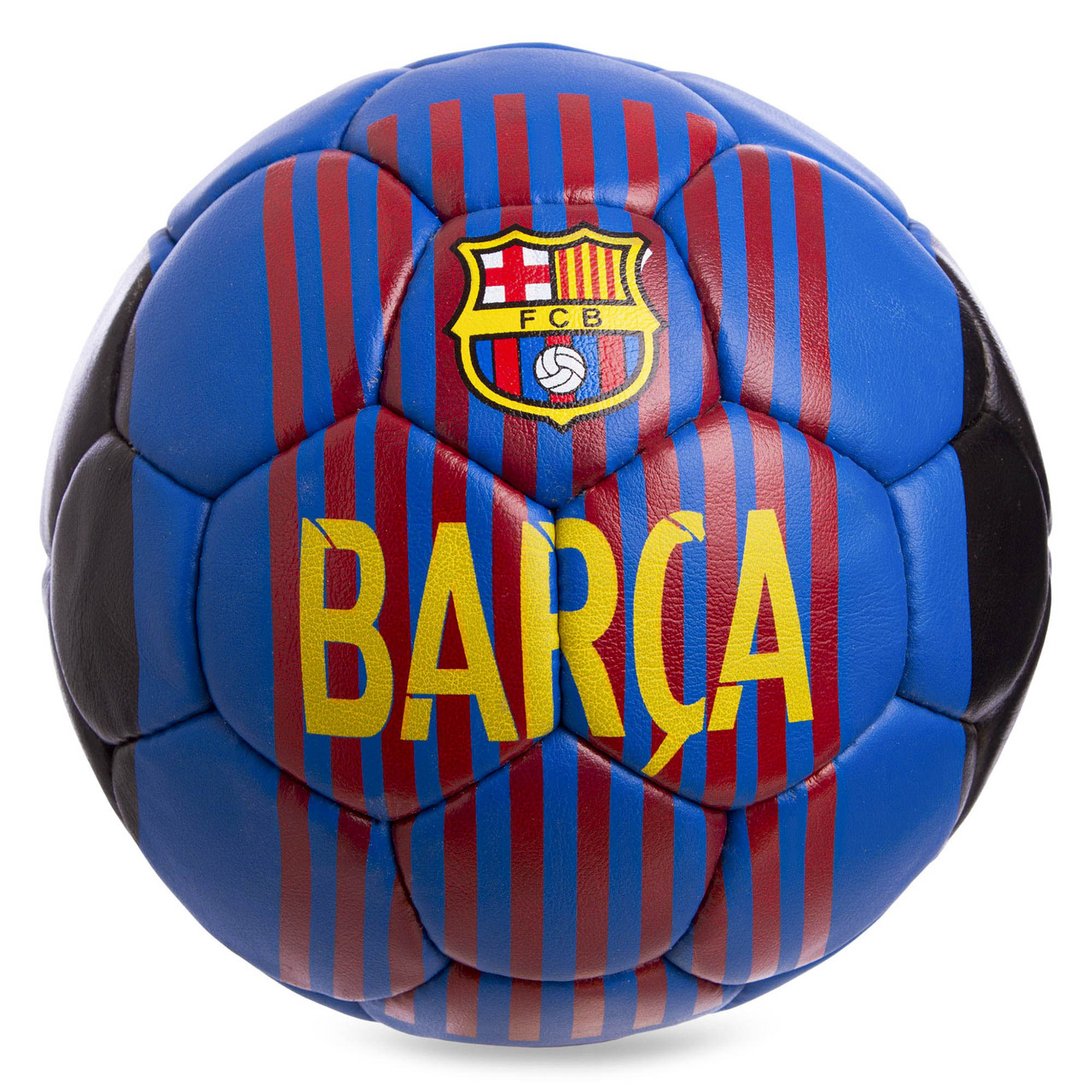 

Мяч футбольный 5 размера БАРСЕЛОНА BARCELONA сшитый вручную синий (СПО FB-0580)