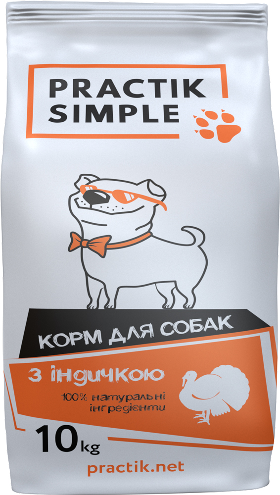 

Сухой корм Practik Simple для средних и крупных пород собак с индейкой 10 кг