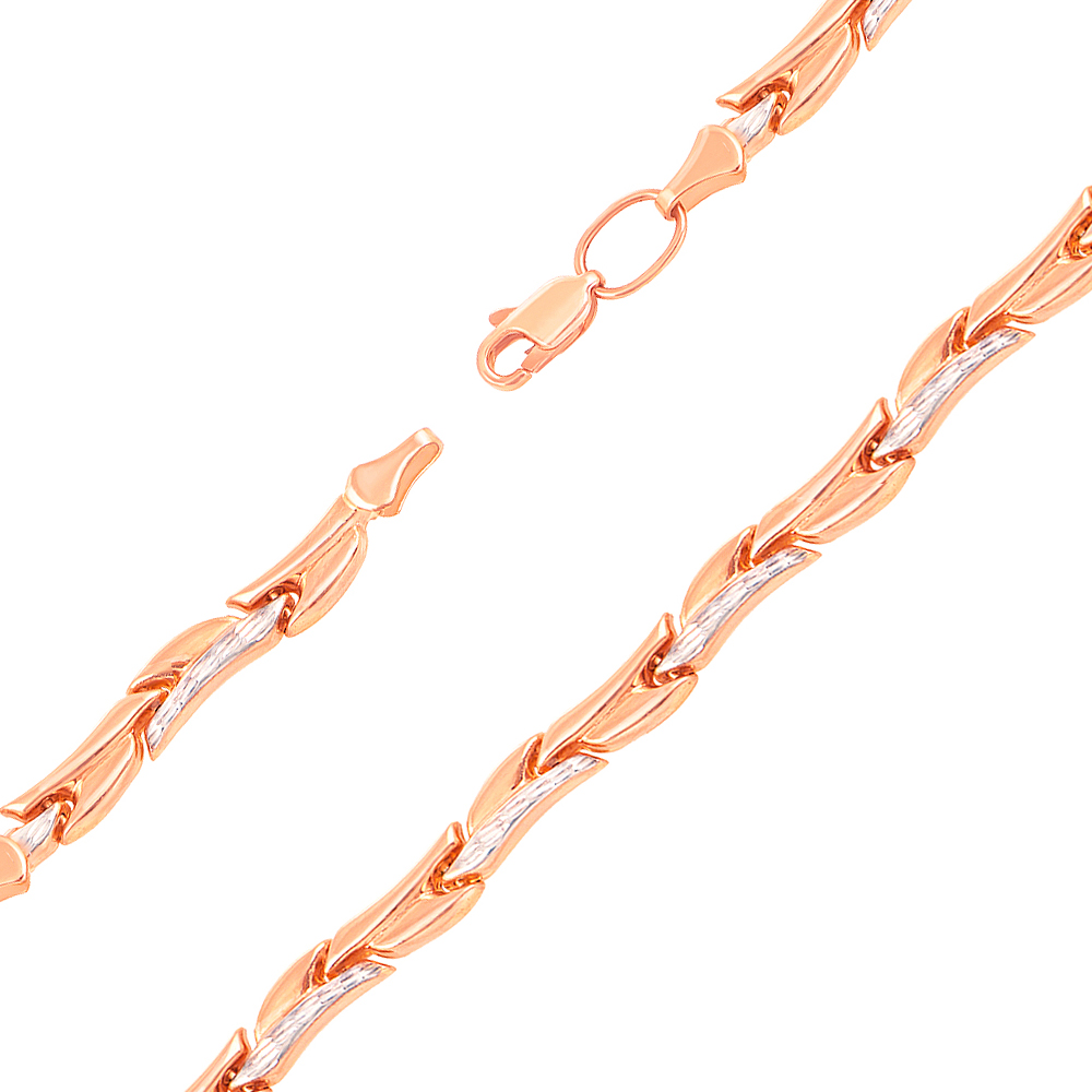 

Золотой браслет Тростник в комбинированном цвете с насечками 000126214 18 размера