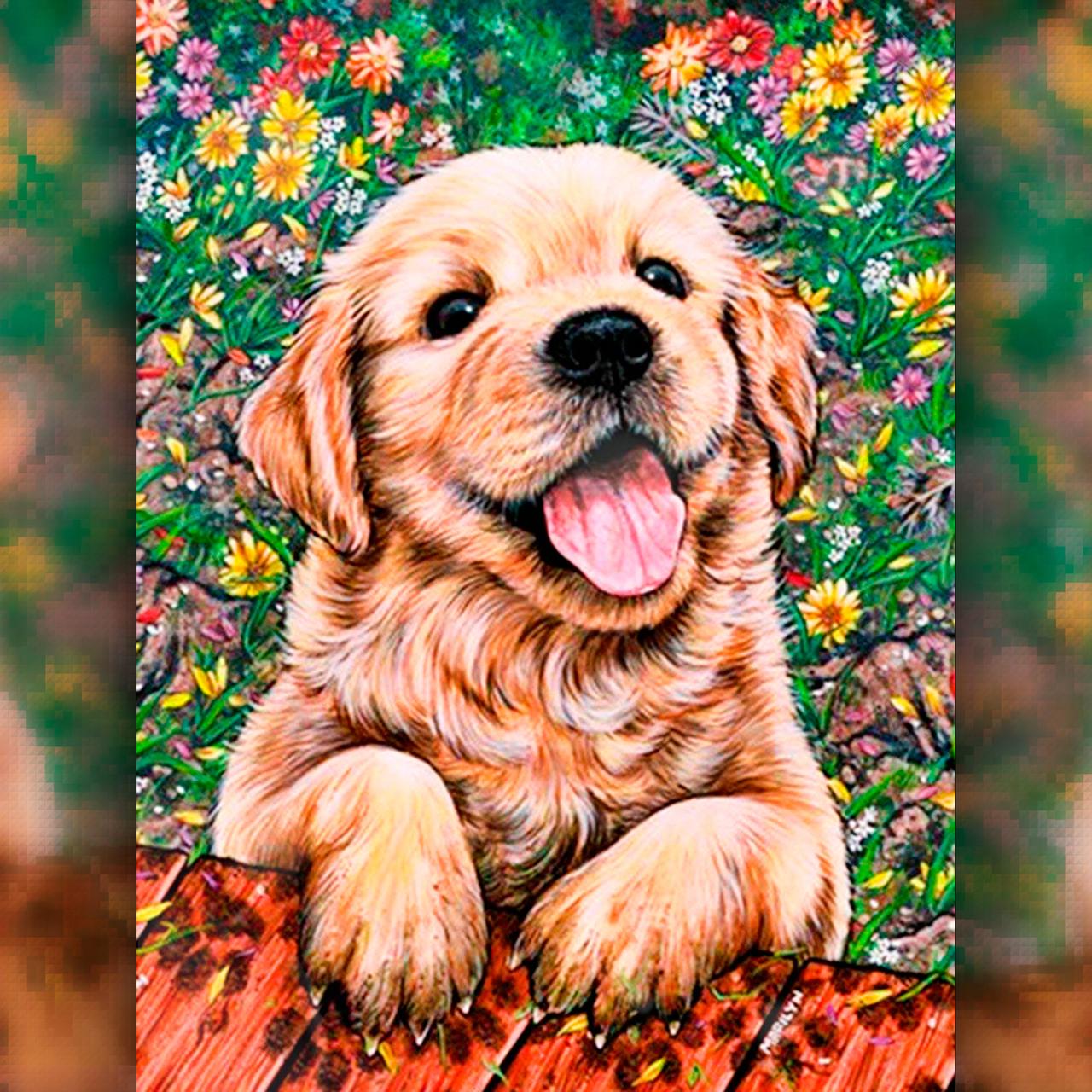 

Алмазная вышивка "Щенок" 40x50 The Wortex Diamonds