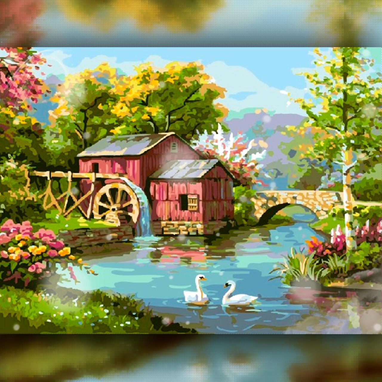 

Алмазная вышивка "Водяная мельница" 40x50 The Wortex Diamonds