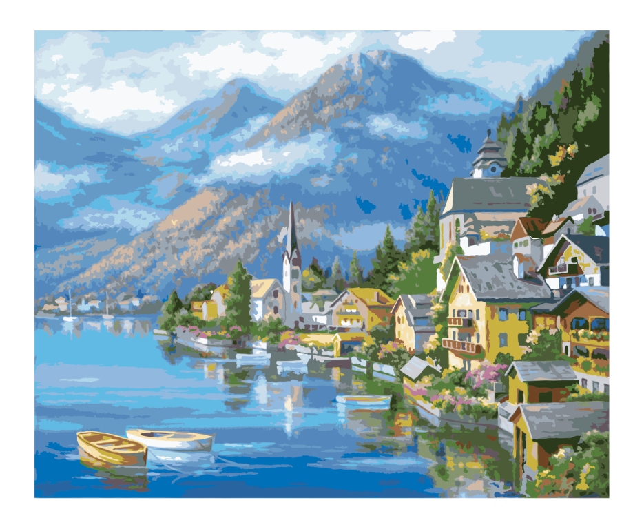 

Картина по номерам Альпийская деревня 40*50 KH2143 Идейка