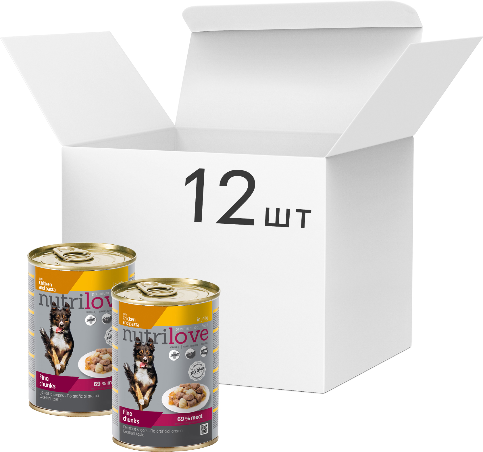 Акція на Упаковка влажного корма Nutrilove для собак c кусочками курицы с пастой в желе 12 шт по 415 г (18595606402598) від Rozetka UA