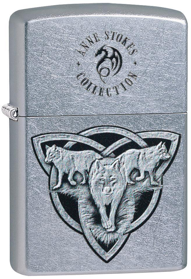 

Зажигалка Zippo 207 ANNE STOKES Wolf Trio Canvas Серебристая (Zippo 49099)