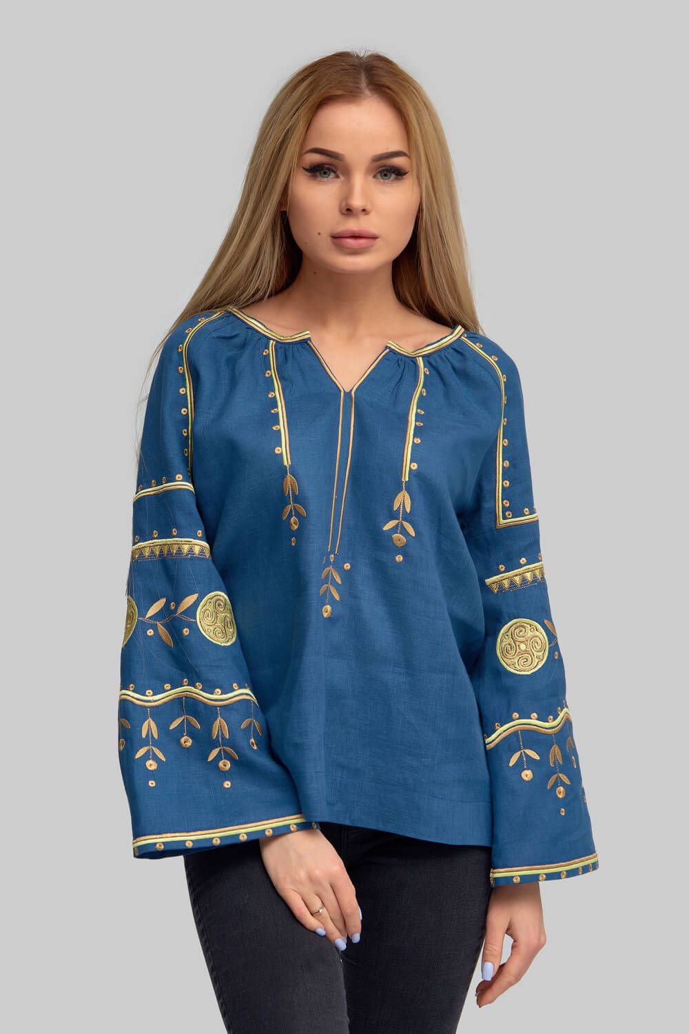 

Жіноча вишиванка блуза Blue 2  UKR-5185 UkrGlamour, Жіноча вишиванка блуза Blue 2 42 UKR-5185 UkrGlamour