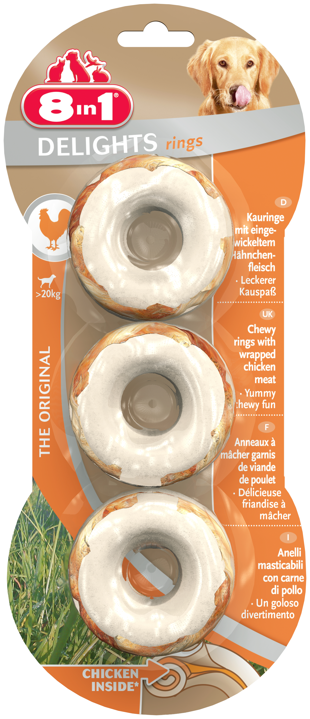 

Лакомства 8in1 Delights Rings Колечки для собак с куриным мясом (3 шт)