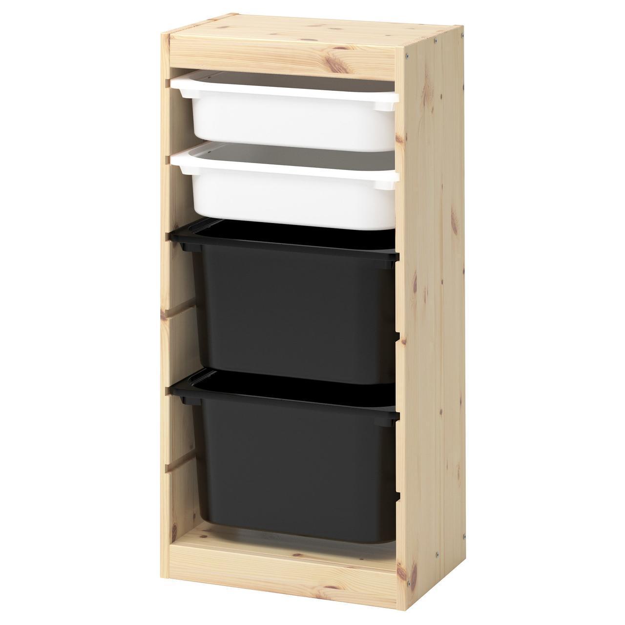

Комод для игрушек IKEA TROFAST 44x30x91 см сосна белый черный (392.408.91)