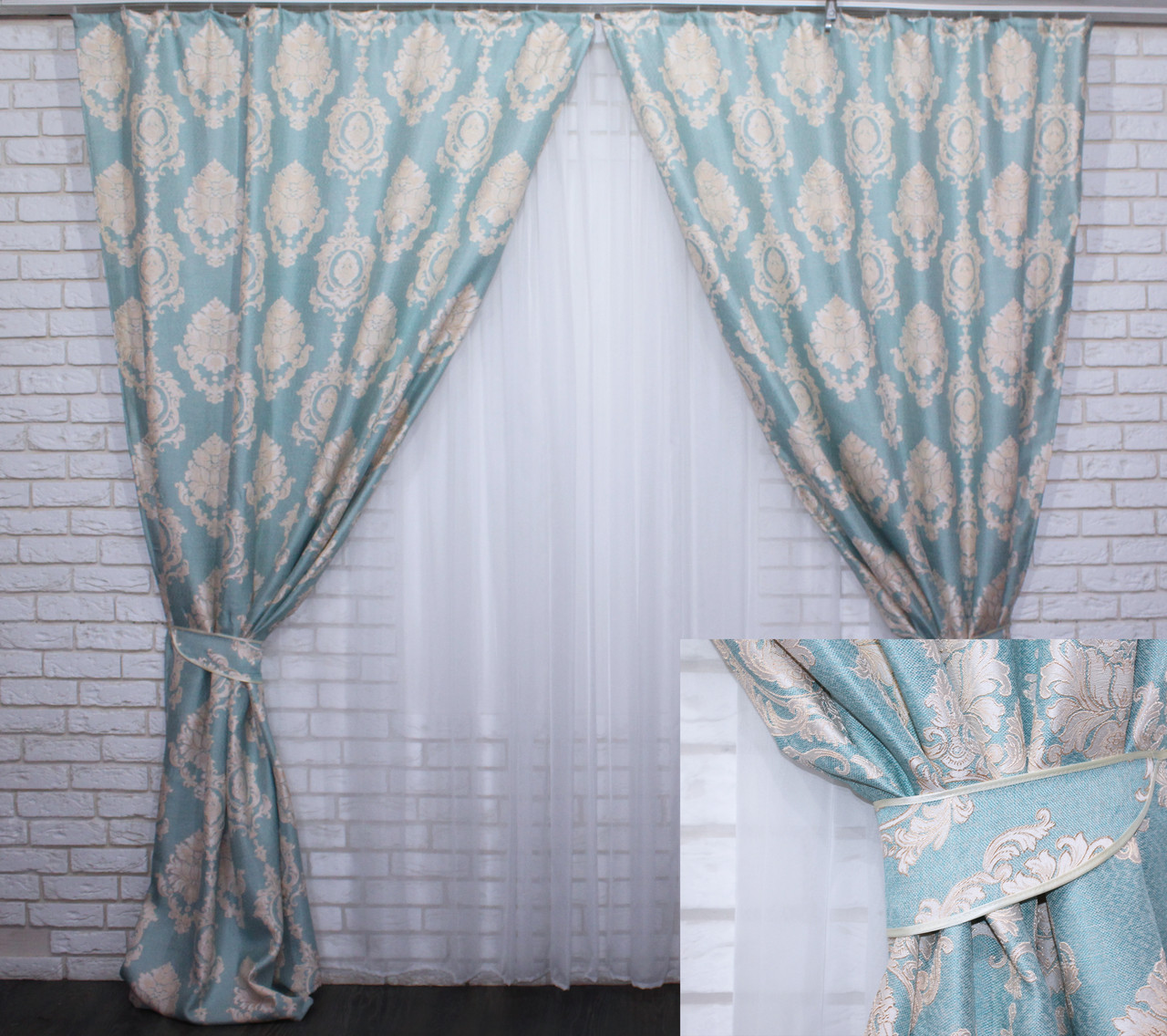 

Комплект готовых штор лён коллекция "Корона " 2шт. 2.5х2.7м.