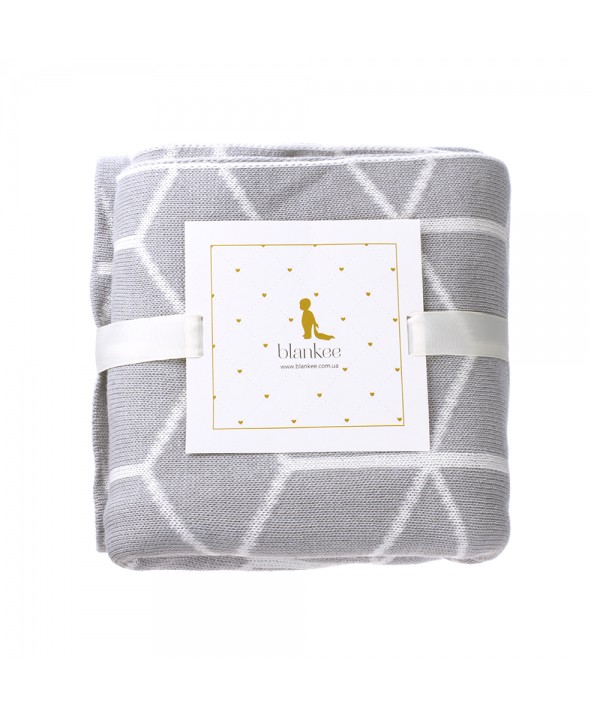 

Вязаный хлоповый плед Blankee Cube Silver