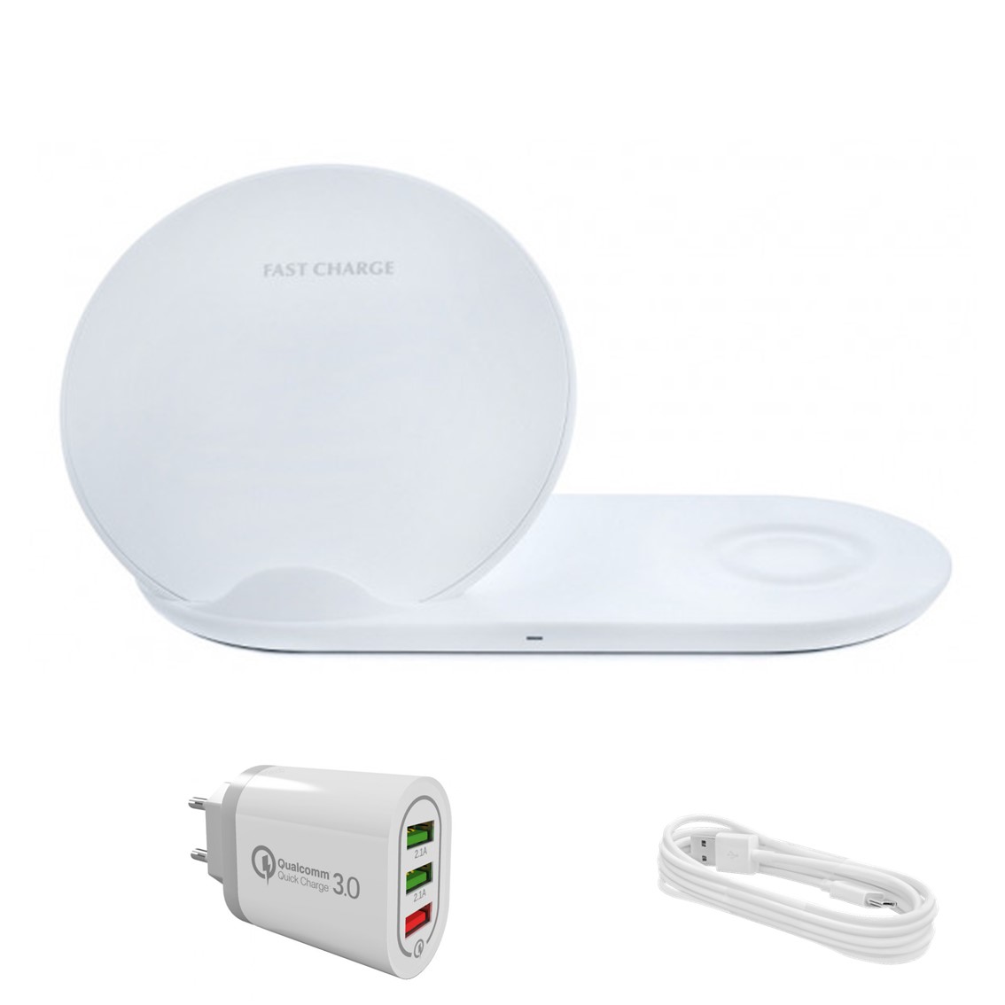 

2 в 1 Беспроводное зарядное устройство для iPhone, Apple Watch | + блок питания на 3USB