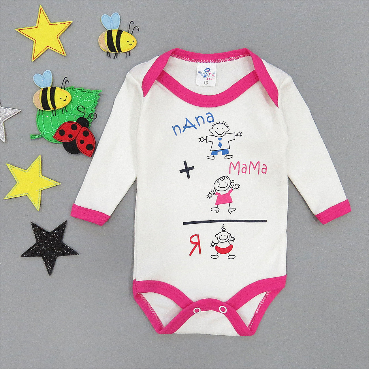 

Боди Zey-fu bebe "Папа+Мама=Я" с длинным рукавом для девочки 80 см Белый 15489