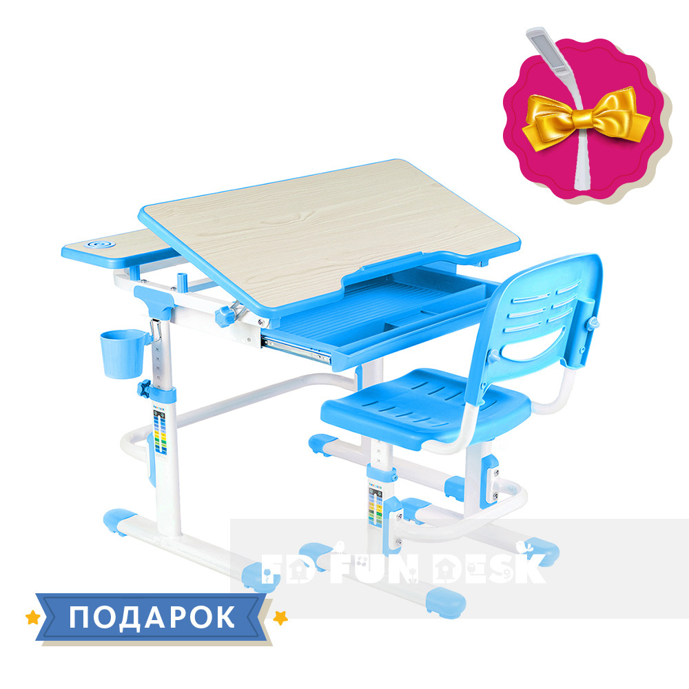 

Растущая парта + стульчик для школьника FunDesk Lavoro Blue