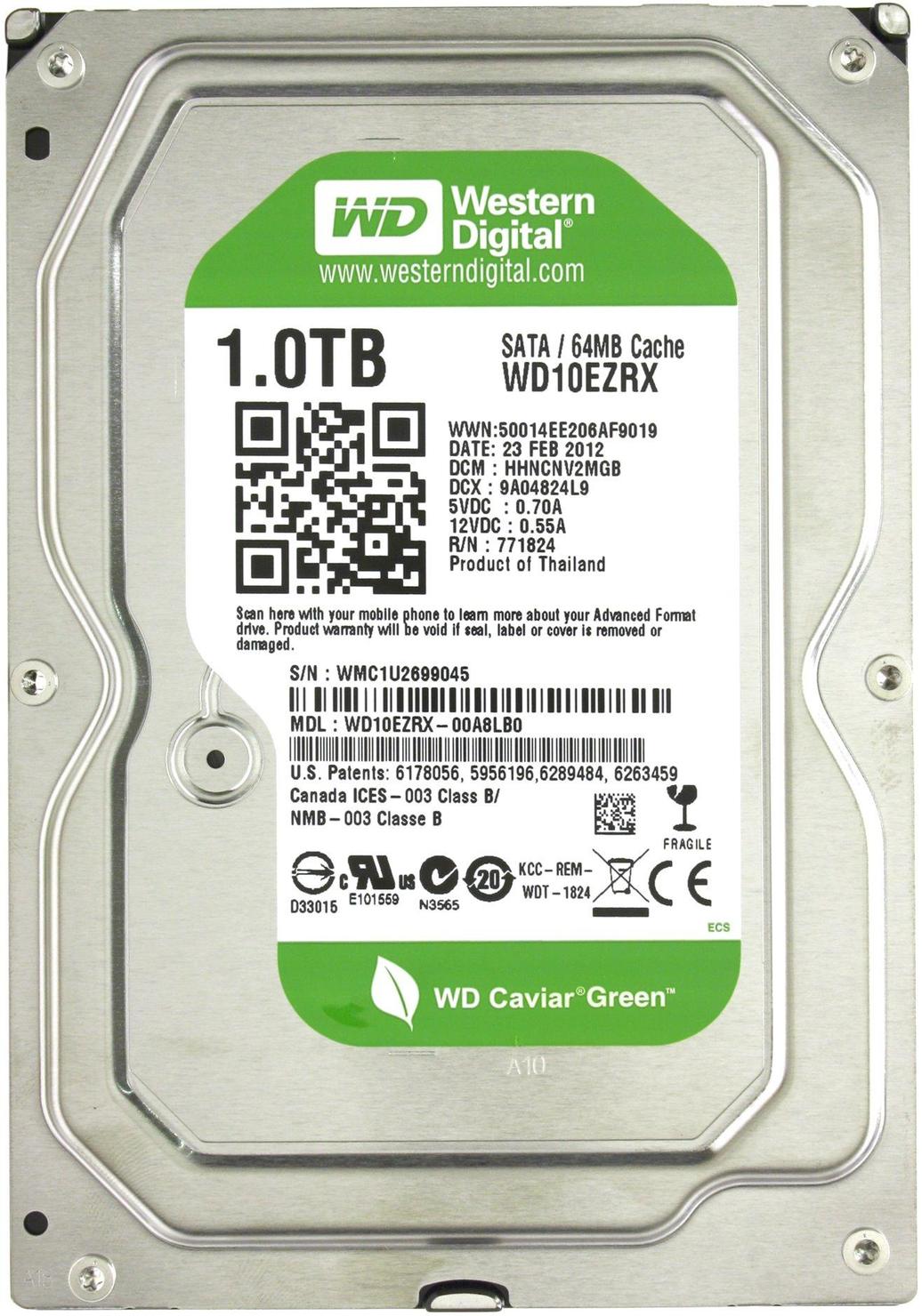 

Жесткий диск Western Digital 1ТБ 3.5'' 5400об/мин 64МБ SATAIII (WD10EZRX)