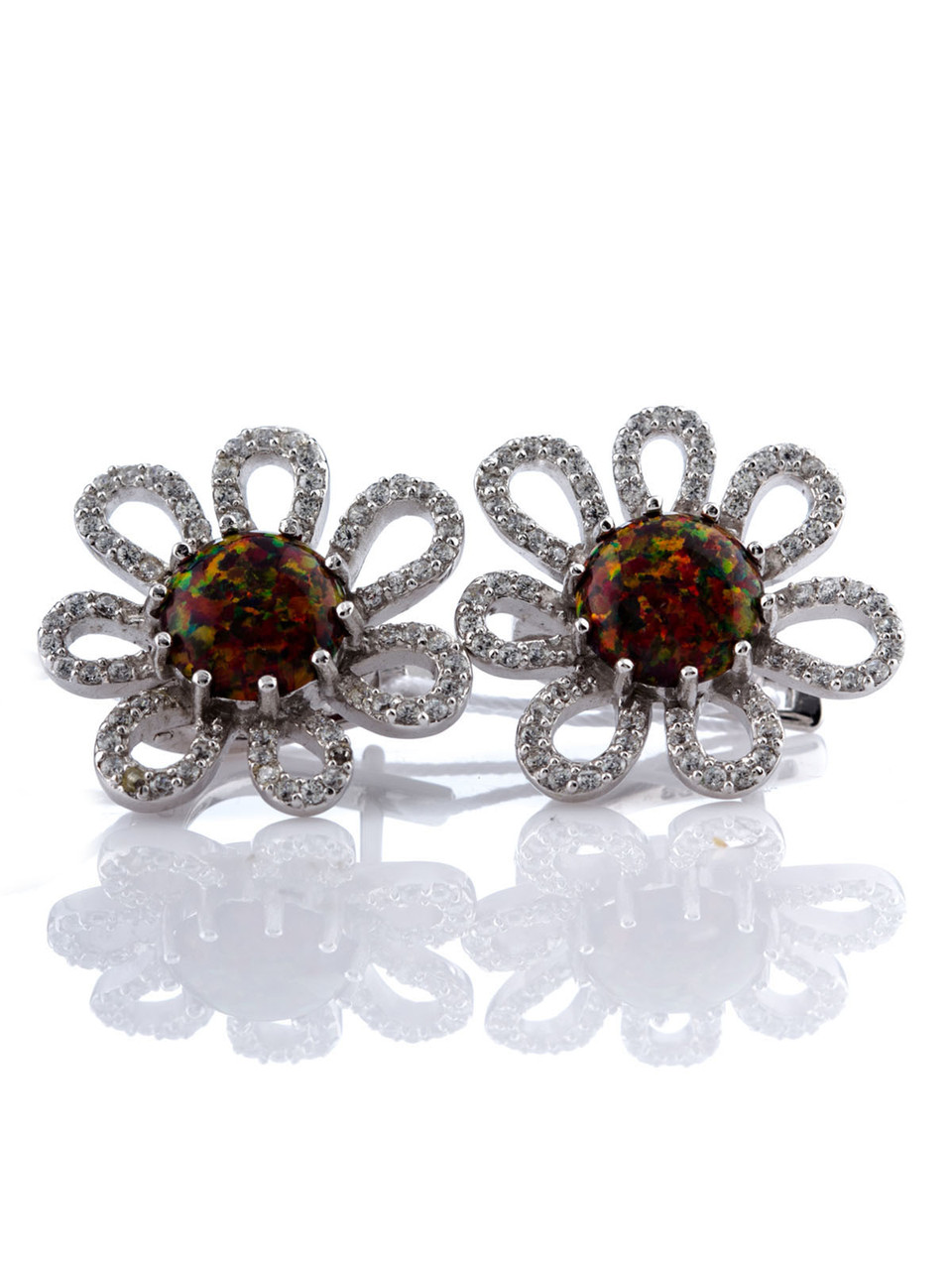 

Серьги из серебра с опалом синтетическим Е-444