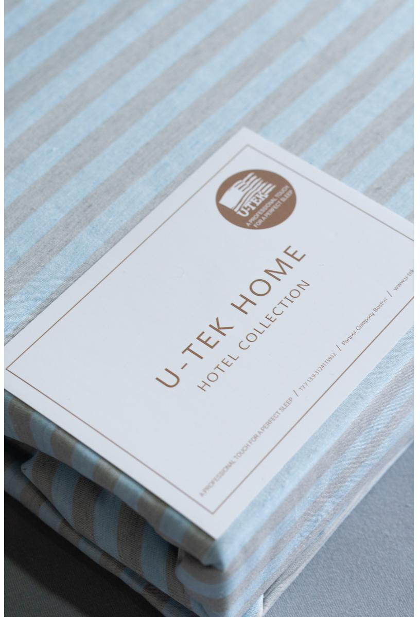 

Постельный комплект U-tek Hotel Collection Cotton Stripe Blue-Grey 30 полуторный евро