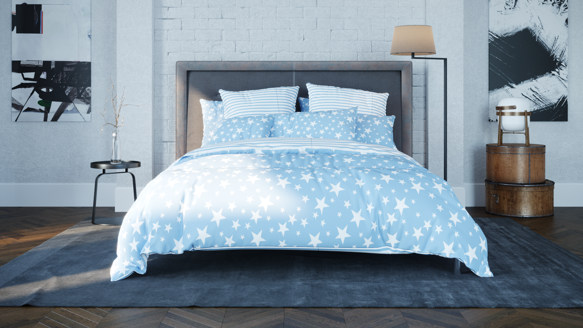 

Комплект постельного белья ТЕП Ranforce 014 Star Blue 200x215